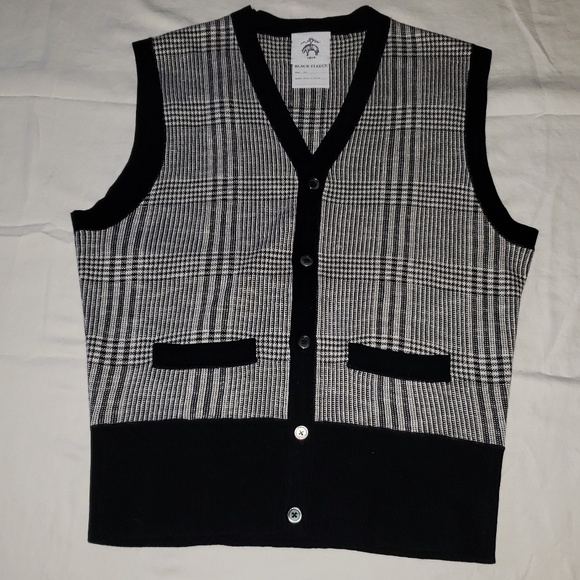 Brooks Brothers Black Fleece B/W Sweater Vest - Picture 1 of 6